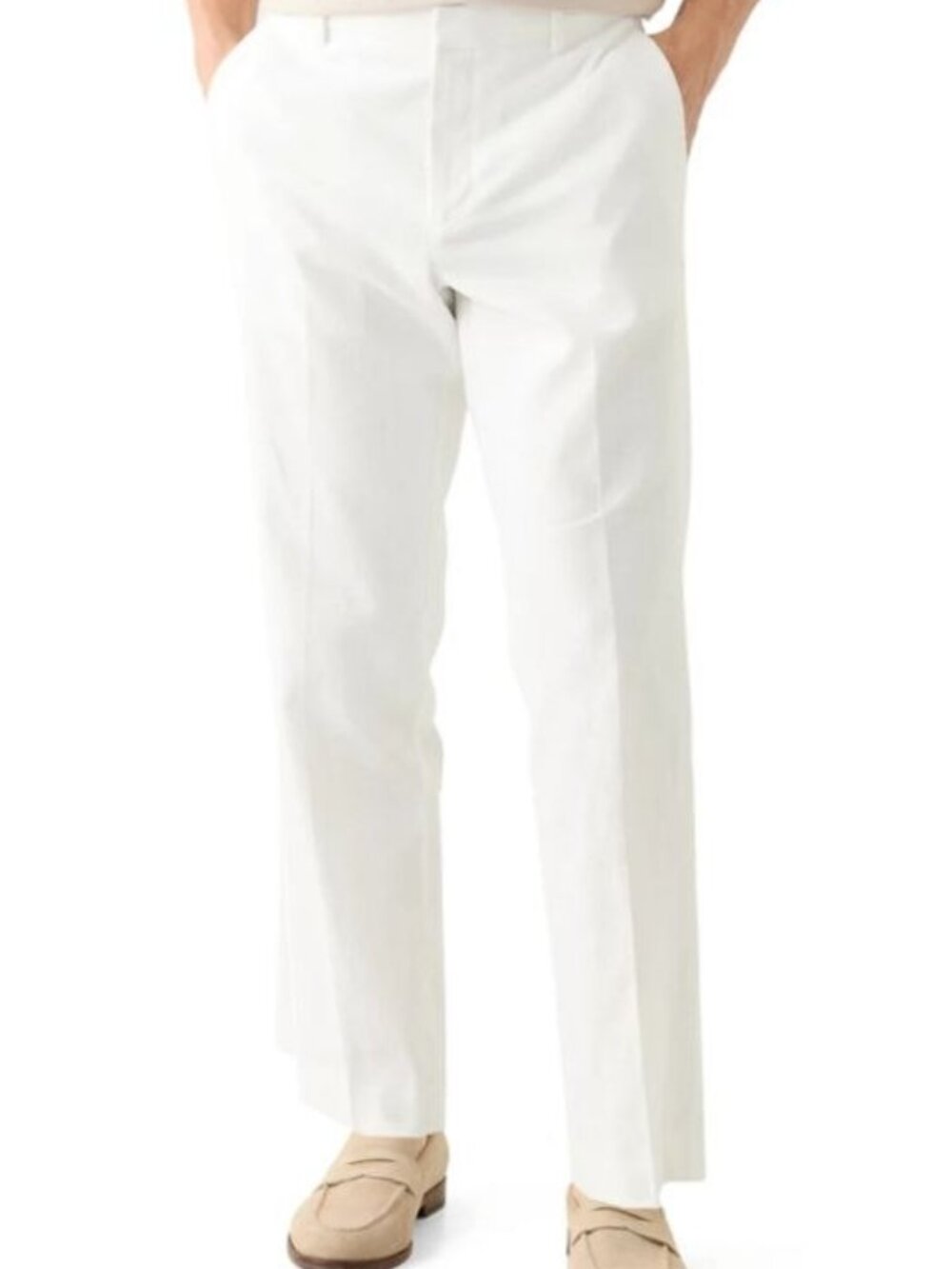 $79 Perry Ellis Men’s Lightweight Linen Cotton Blend Pants Casual White 33x32